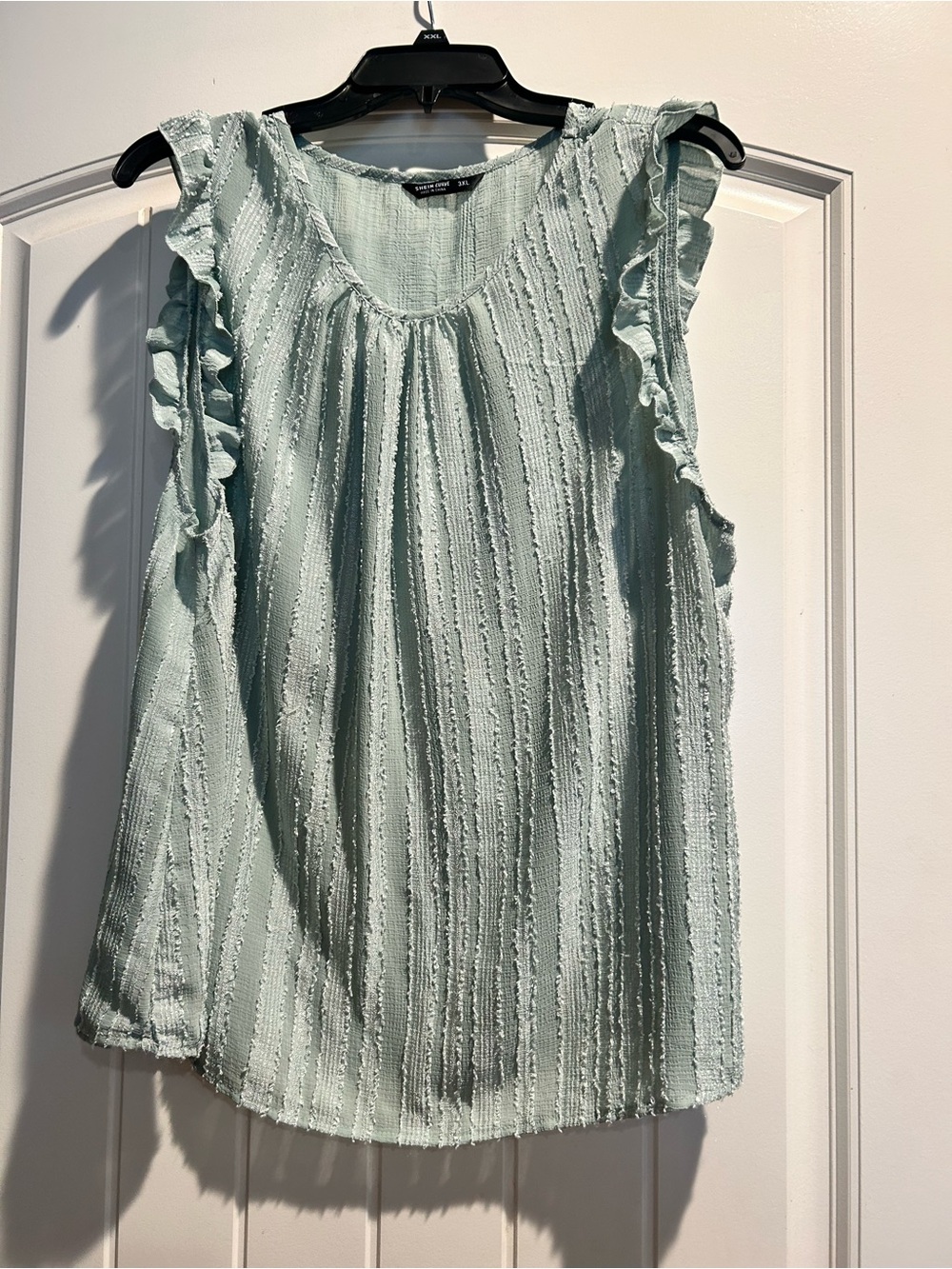 Light Mint Ruffle Sleeve Women's Top